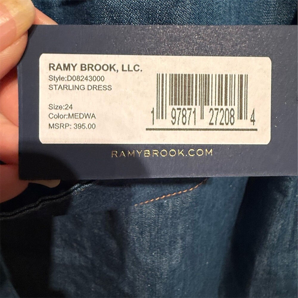 Ramy Brook New York Shirt Dress Womens Size 24 Blue Denim Mini Belted - Picture 4 of 6